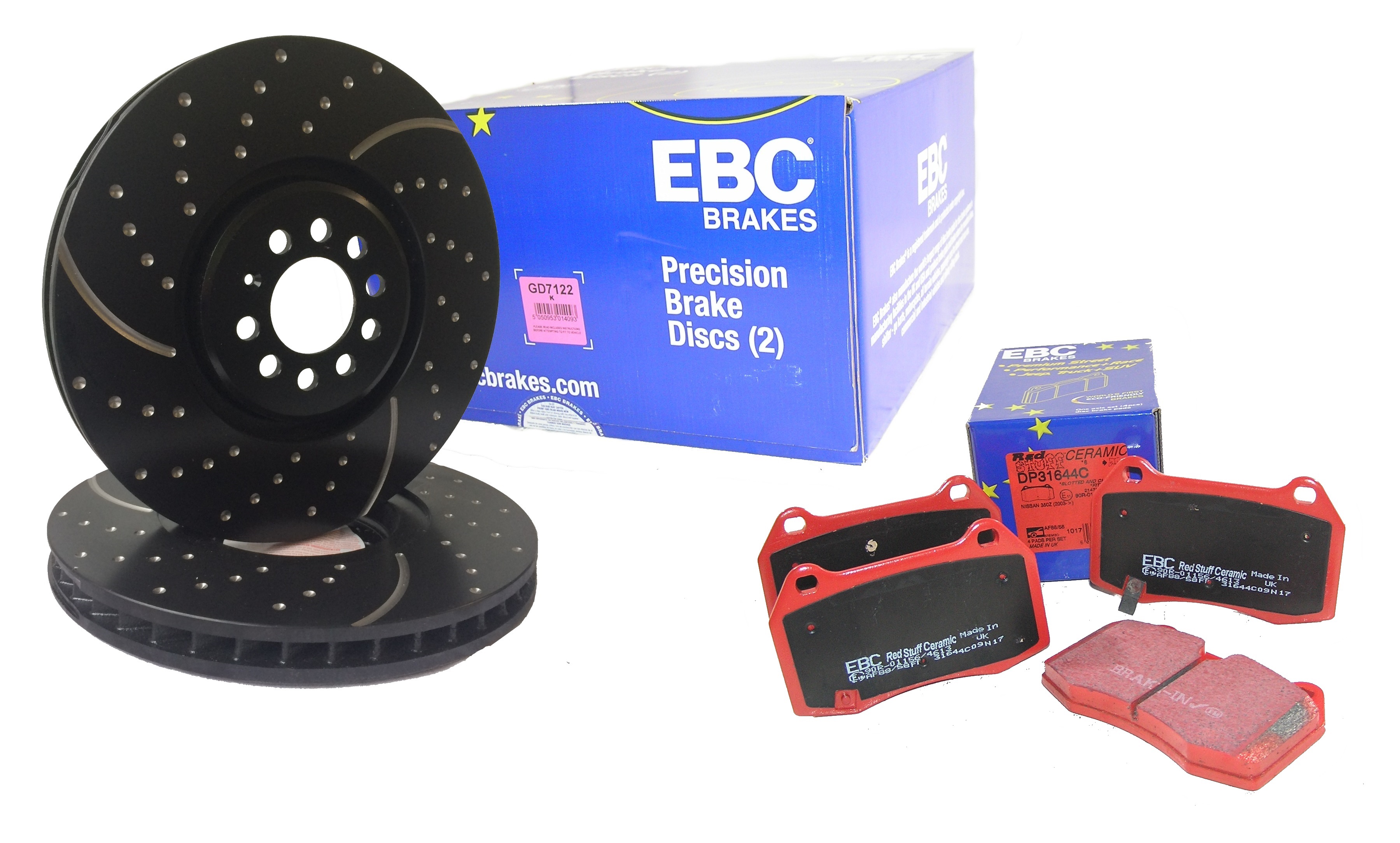 EBC-Bremsensatz, Turbo Groove Disc Black + EBC-Redstuff Ceramic-Bremsbeläge, NISSAN 350 Z Coupe, Ø324